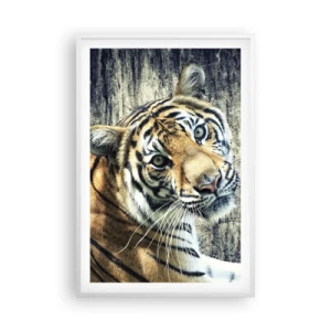 Plakát v bílém rámu - Portrét v pramenech světla - 61x91 cm