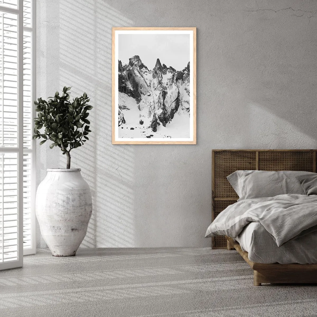 Plakát v rámu světlý dub - Hrozivý žulový hřeben - 61x91 cm