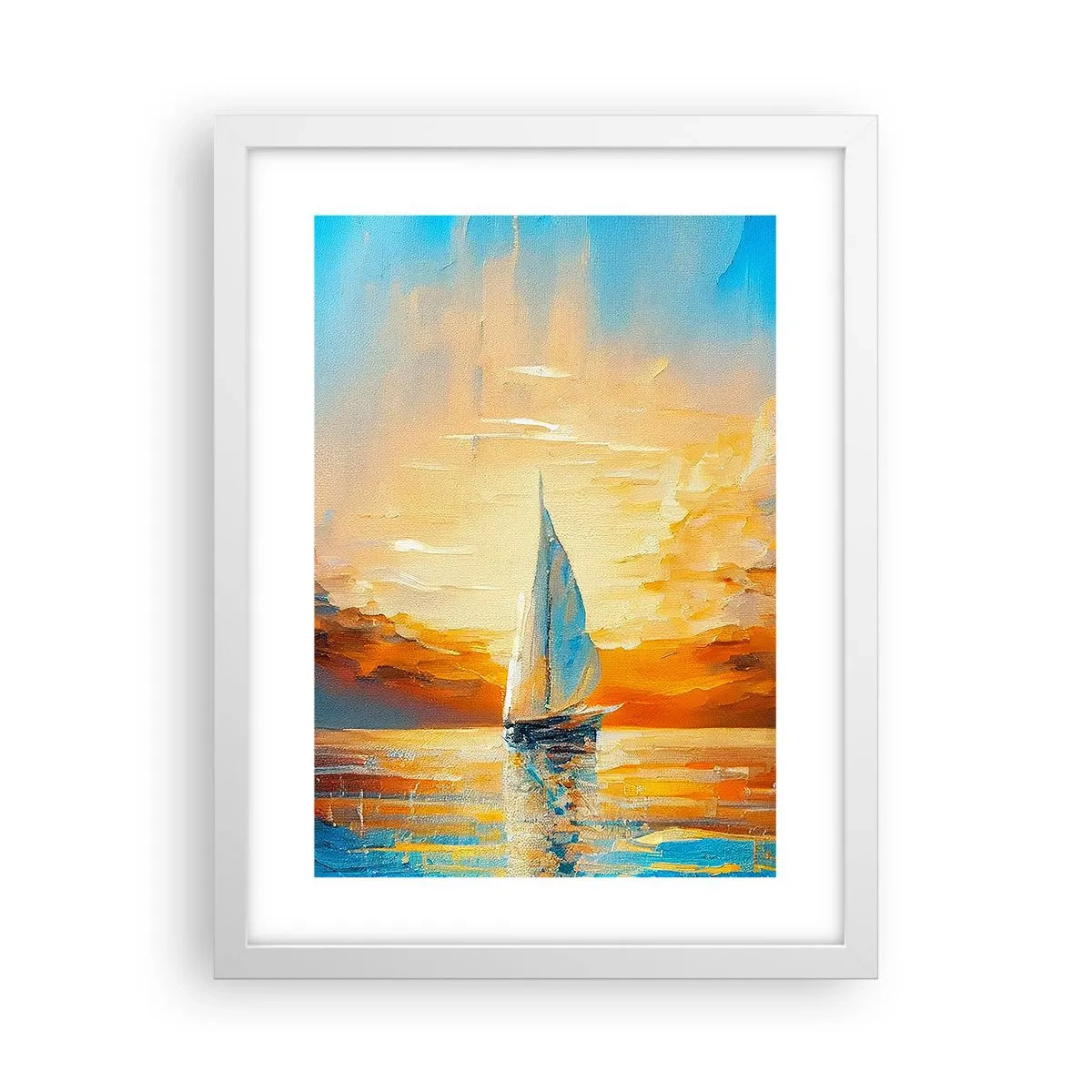 Plakát v bílém rámu - Plavba ve zlatě - 30x40 cm