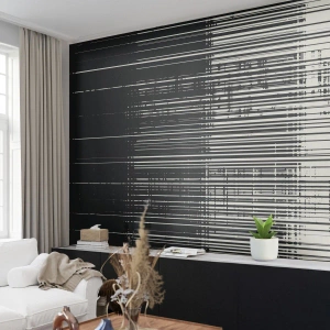 Fototapeta Standard Eco - Vlny a vibrace - Černý a bílý, Čárové kódy, Čáry - 150x105 cm