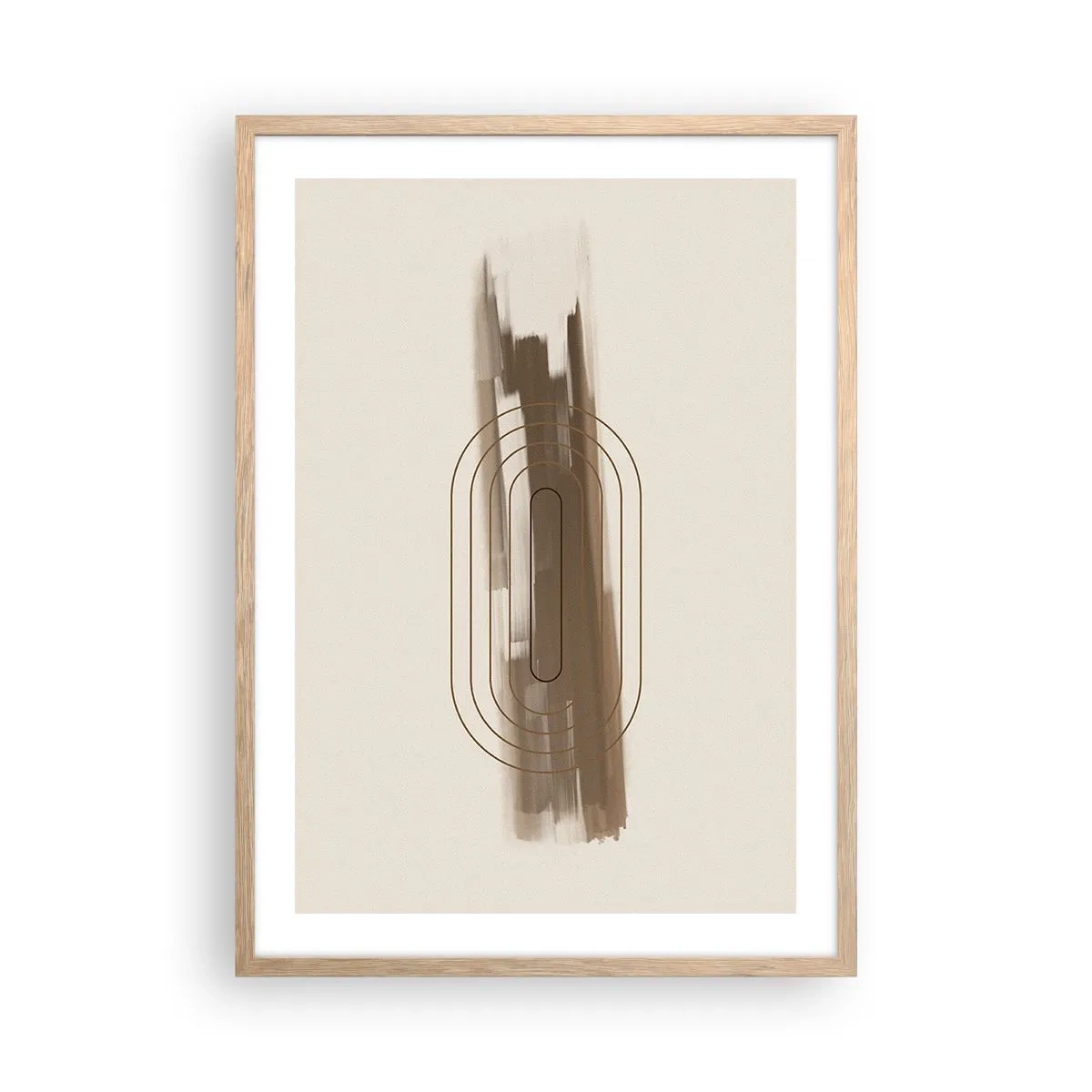 Plakát v rámu světlý dub - Závan šedi - 50x70 cm