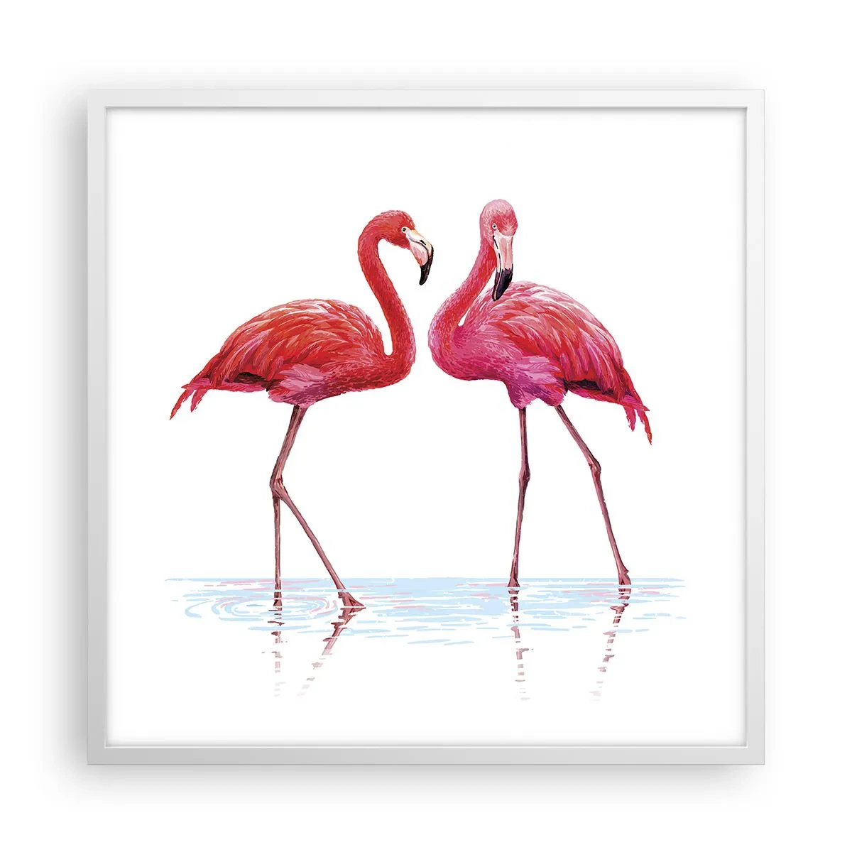 Plakát v bílém rámu - Růžové rendez-vous - 60x60 cm