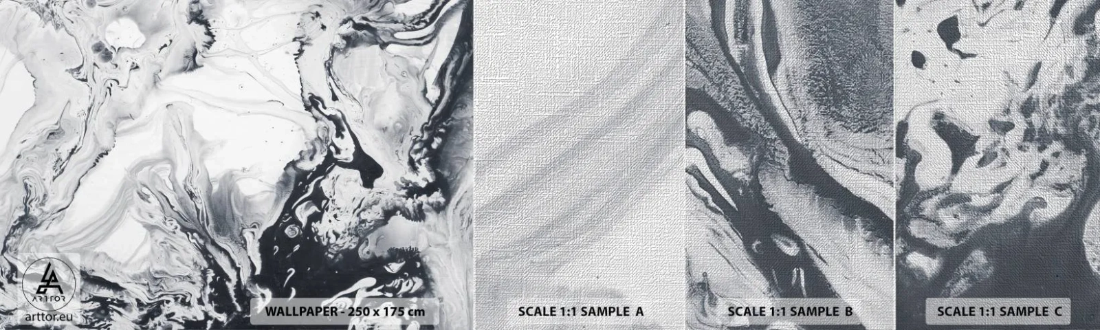 Vzor Fototapety Premium Canvas - Zemské nitro - Abstrakce, Kus, Černý a bílý - 100x30 cm