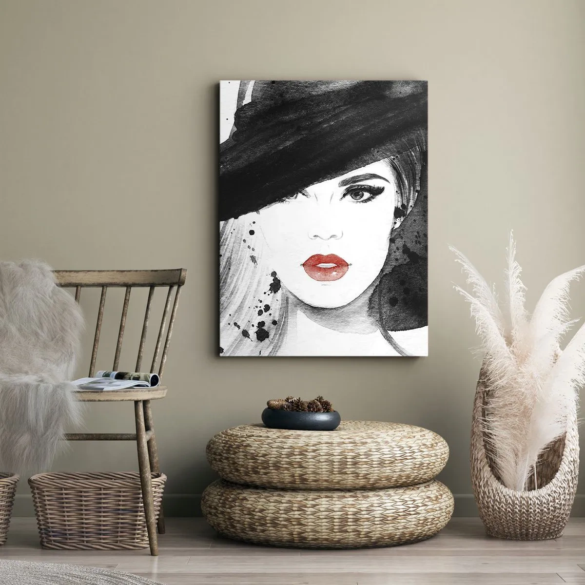 Obraz na plátně - Dáma v černém - 50x70 cm