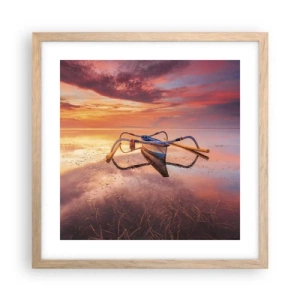 Plakát v rámu světlý dub - Klid tropického večera - 40x40 cm