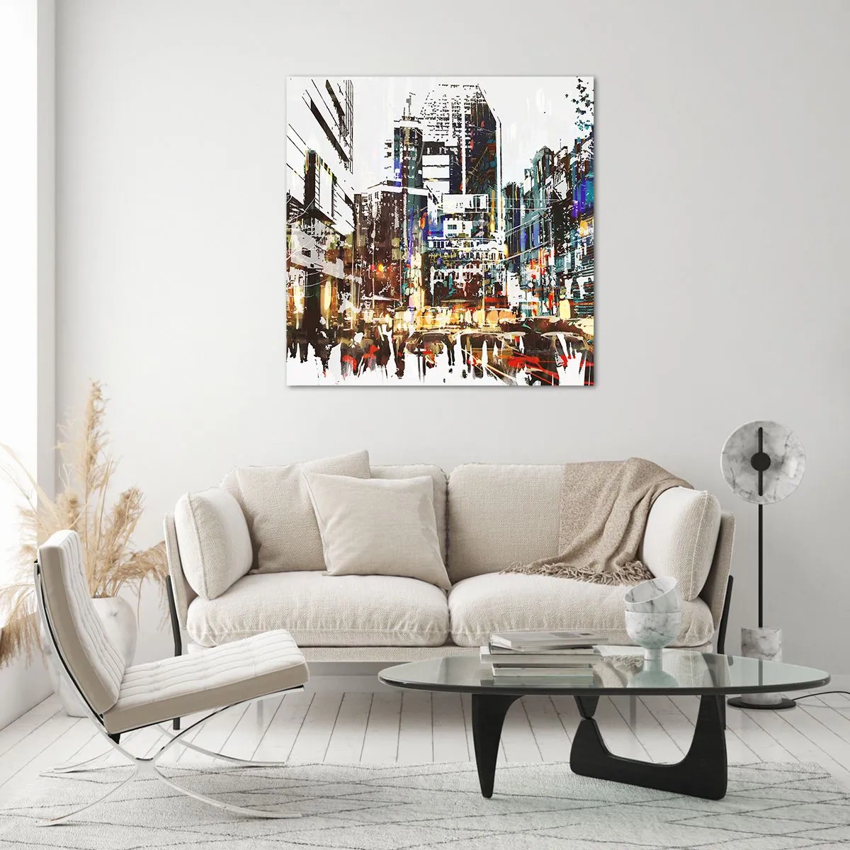 Obraz na skle - Třpytivé město - 70x70 cm