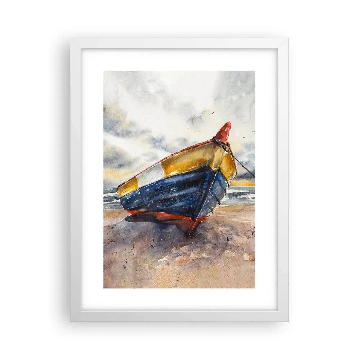 Plakát v bílém rámu - Odpočinek na břehu - 30x40 cm