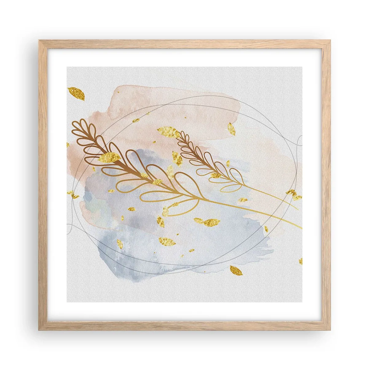 Plakát v rámu světlý dub - Zlatý závan - 50x50 cm