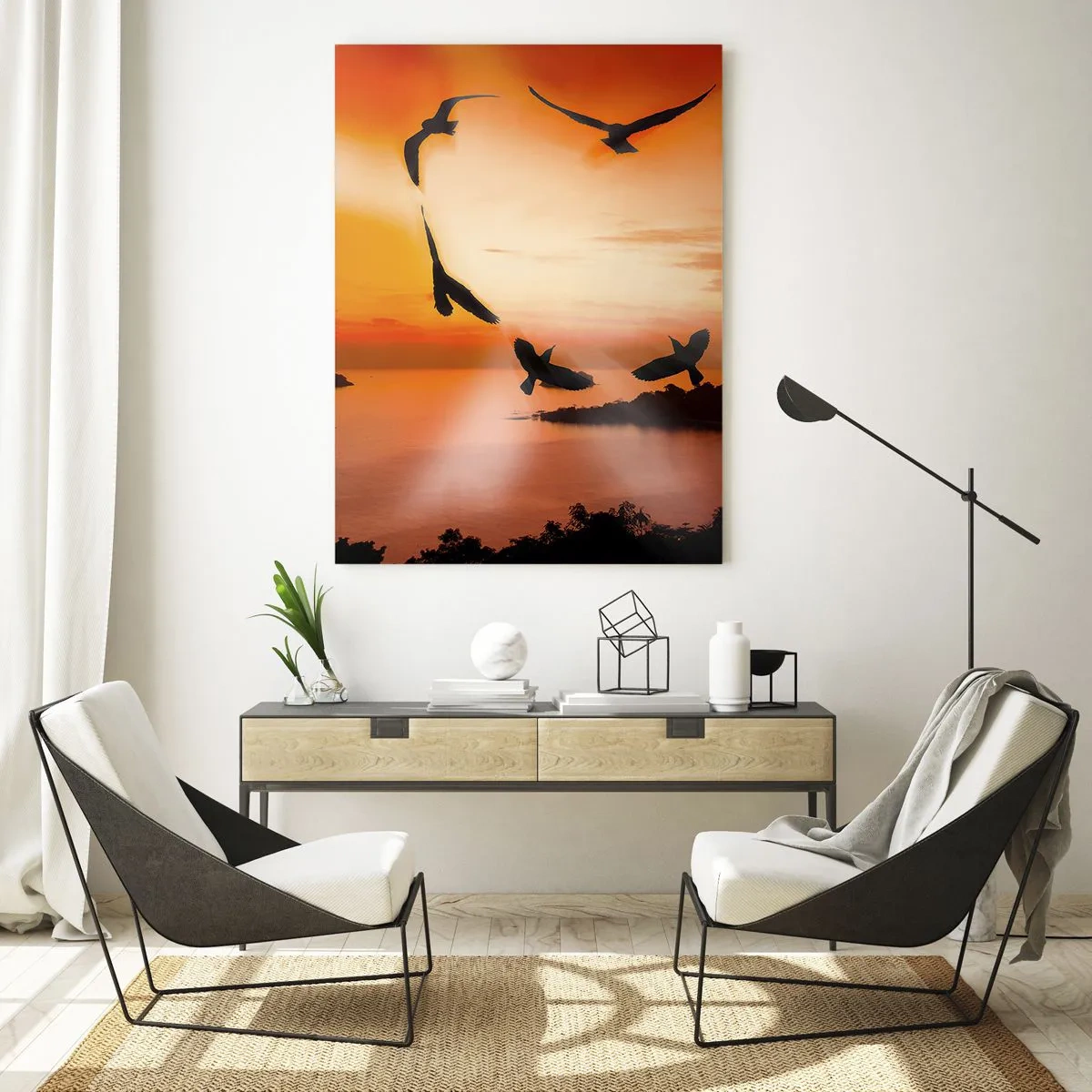 Obraz na skle - Miluj svět jako ptáci - 50x70 cm