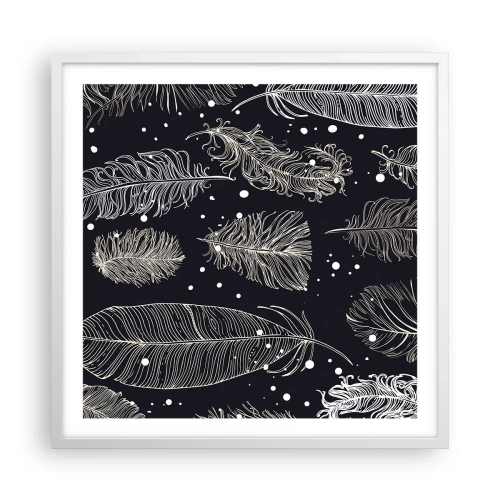 Plakát v bílém rámu - Krajka s peřím - 60x60 cm