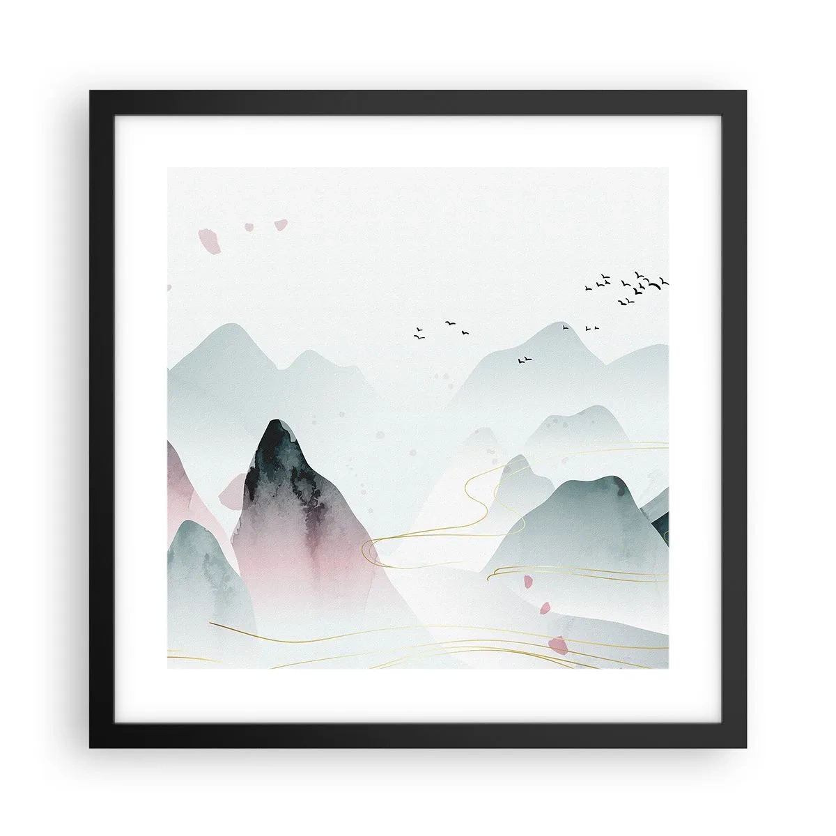 Plakát v černém rámu - Přes vrcholy - 40x40 cm