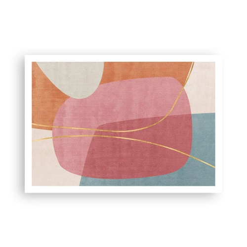 Plakát - Pastelová kompozice se zlatou nití - 100x70 cm