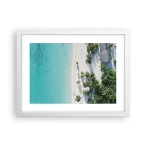 Plakát v bílém rámu - Dovolená v ráji - 40x30 cm