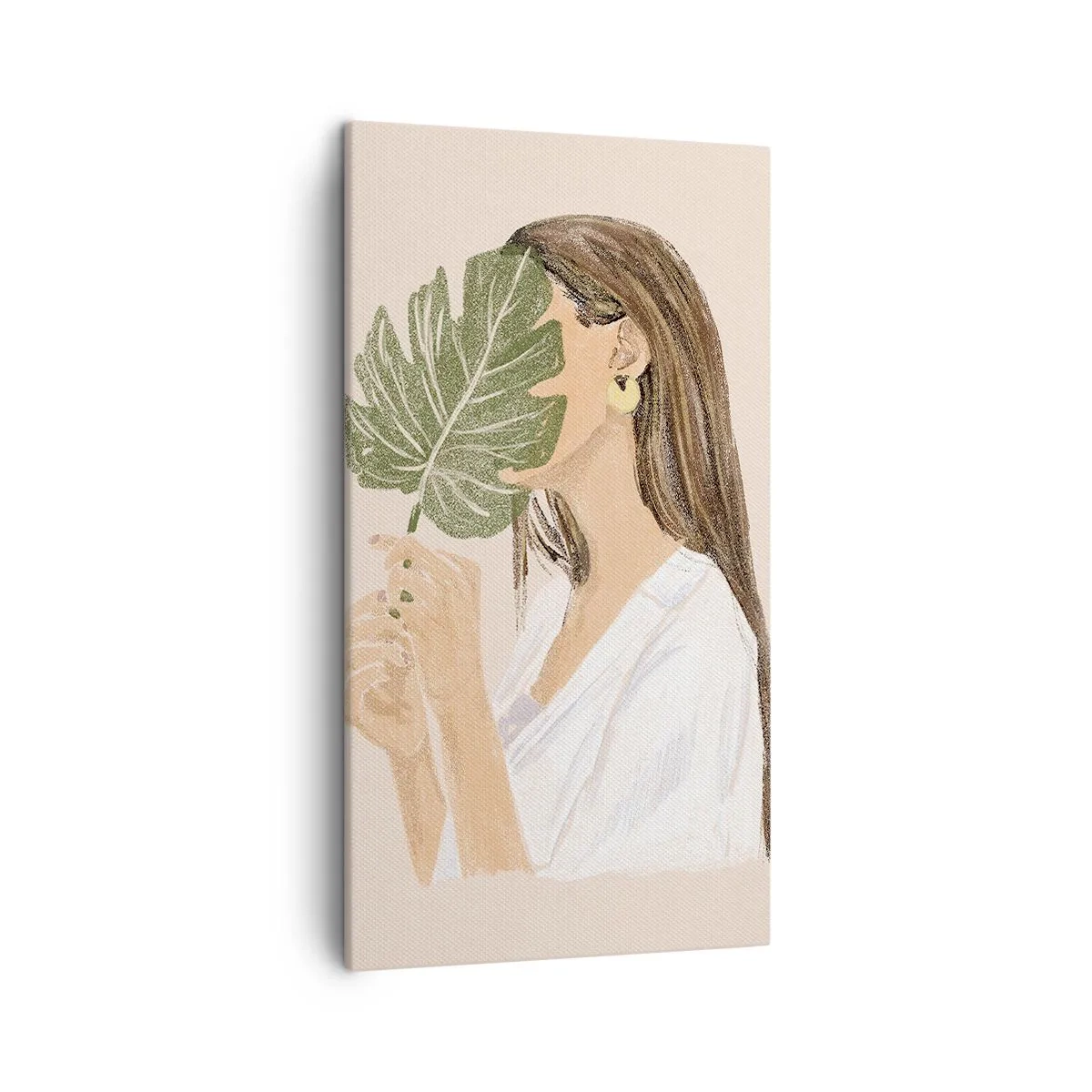 Obraz na plátně - Tajemný portrét s vějířem - 45x80 cm