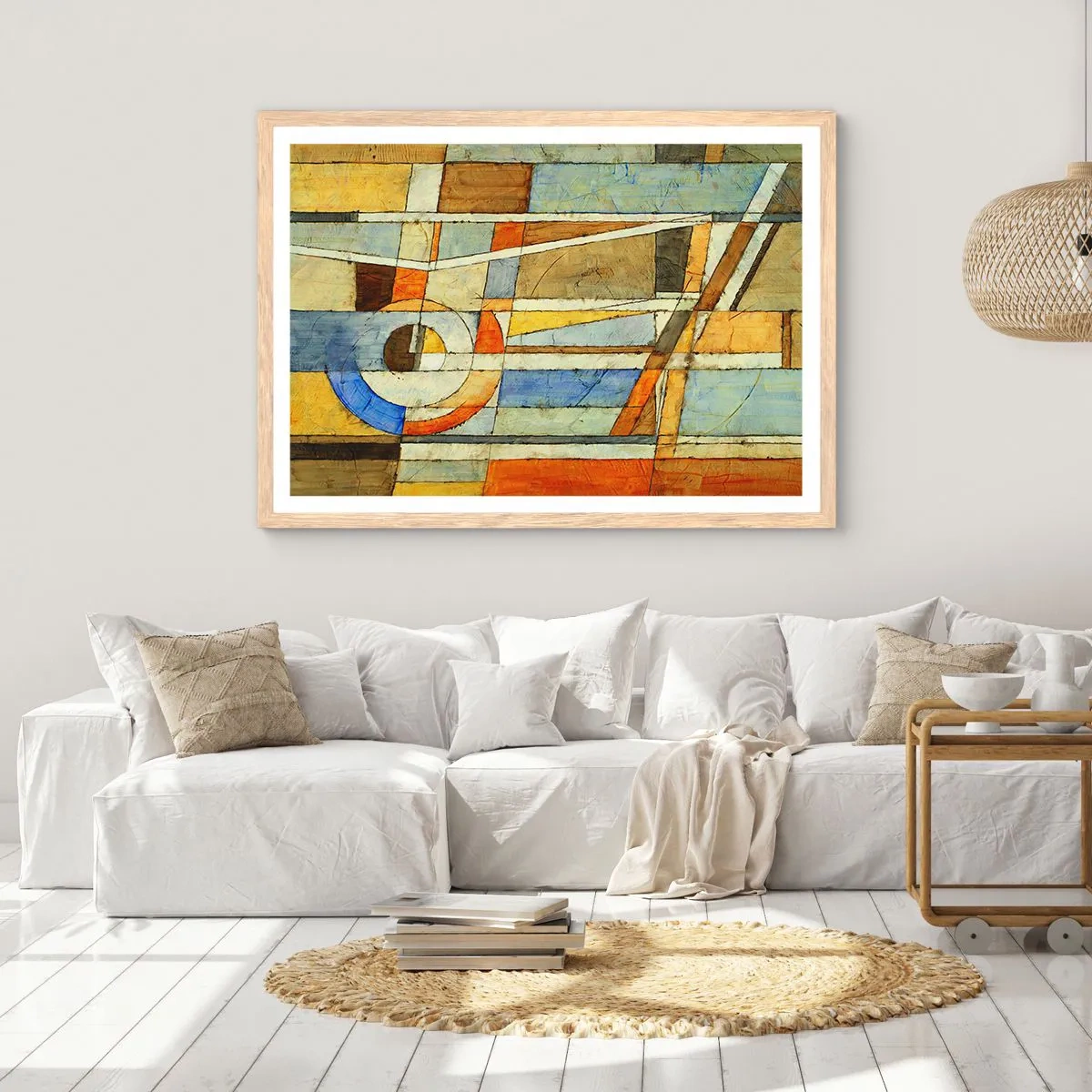 Plakát v rámu světlý dub - Kubismus na stavbě - 40x30 cm