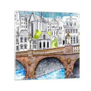 Obraz na skle - Město jako malované - 50x50 cm