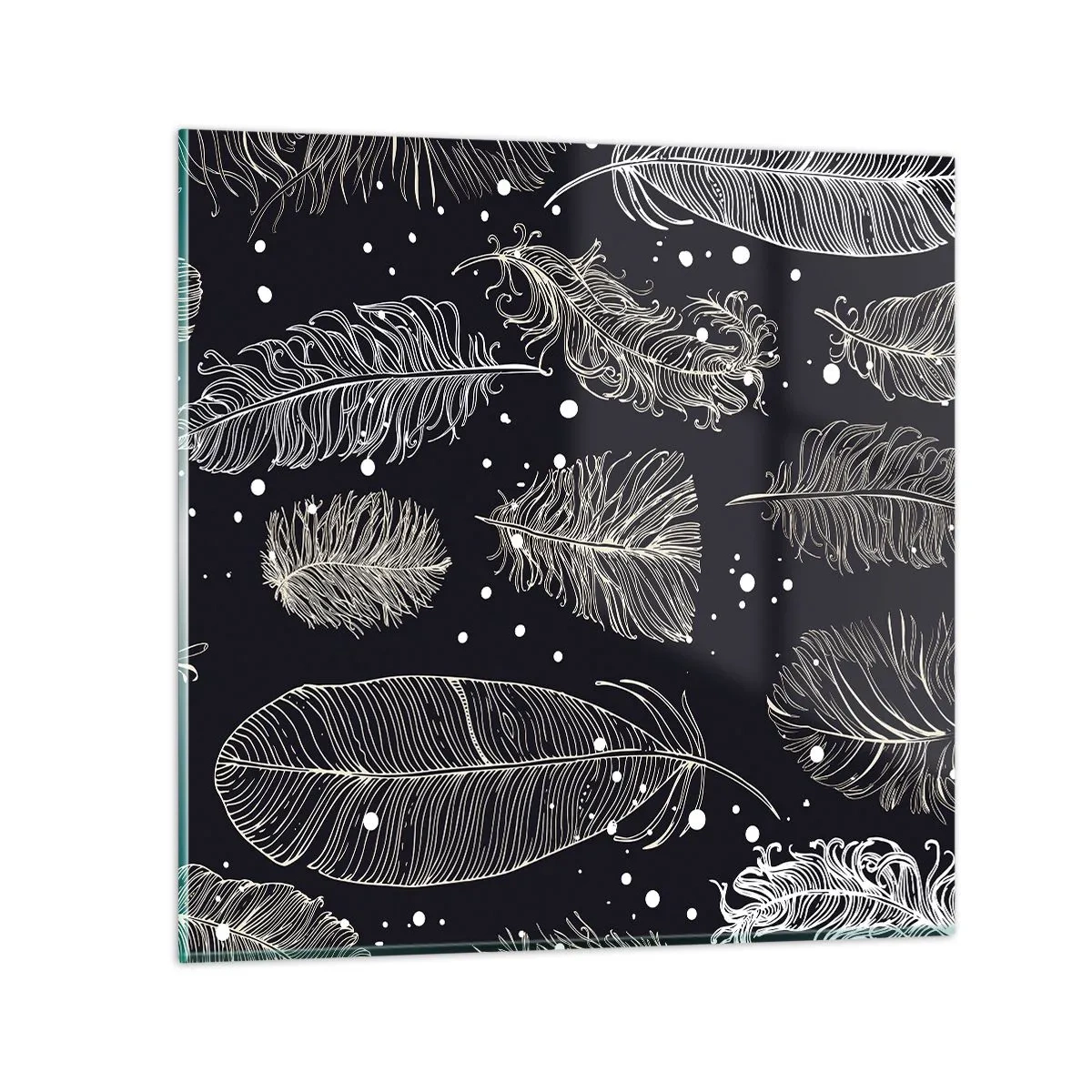 Obraz na skle - Krajka s peřím - 40x40 cm