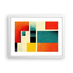 Plakát v bílém rámu - Geometrická abstrakce – dobrá energie - 40x30 cm