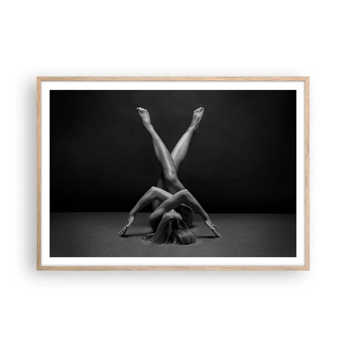 Plakát v rámu světlý dub - Geometrie nahoty - 100x70 cm