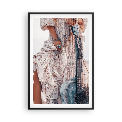 Plakát v černém rámu - Květinové děti na cestě - 61x91 cm