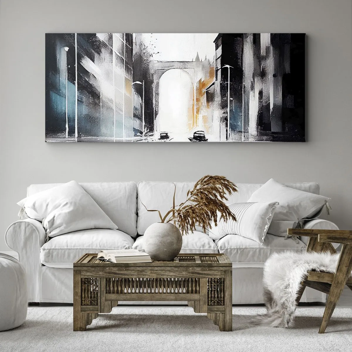Obraz na plátně - Studie města: architektura a pohyb - 100x40 cm