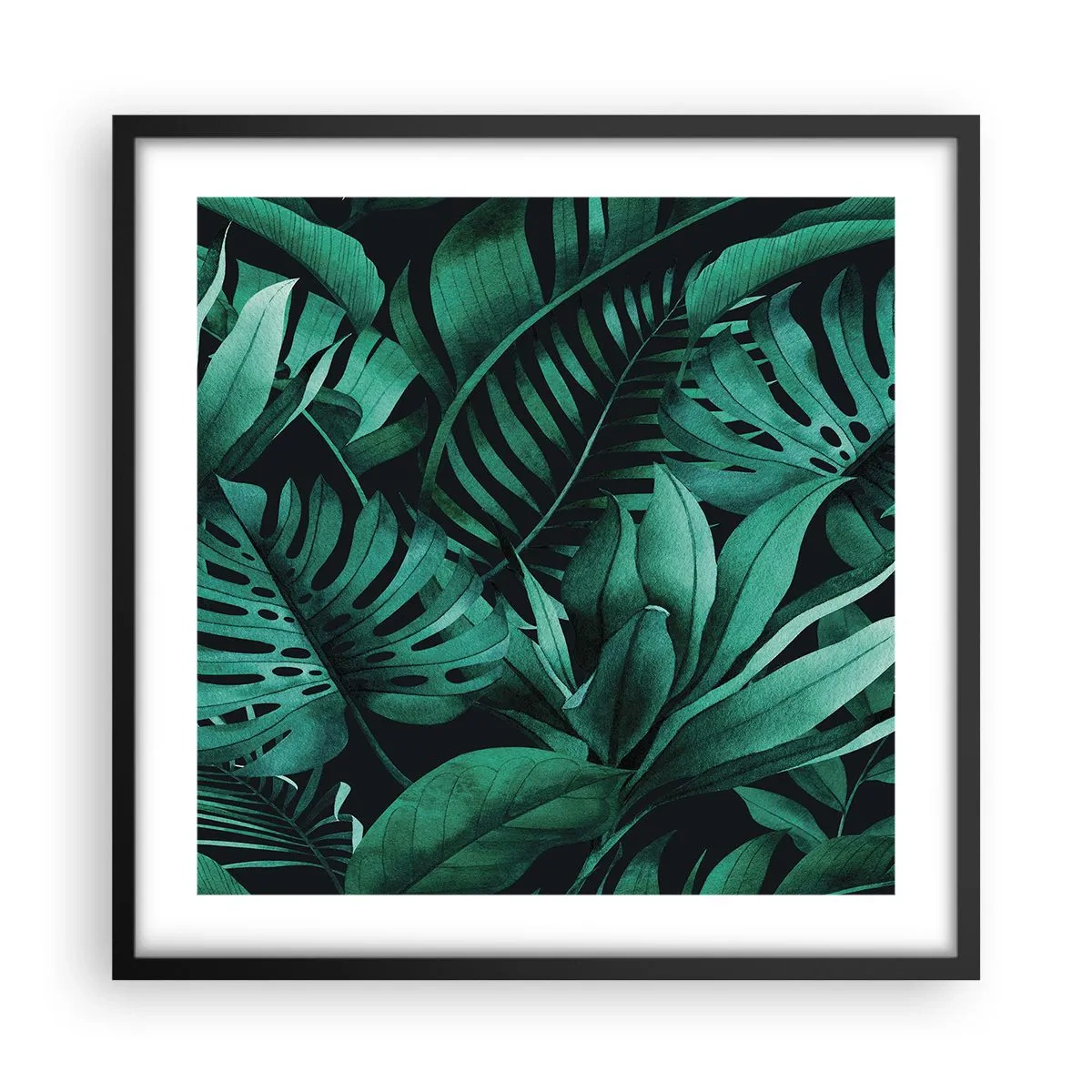 Plakát v černém rámu - Hloubka tropické zeleně - 50x50 cm