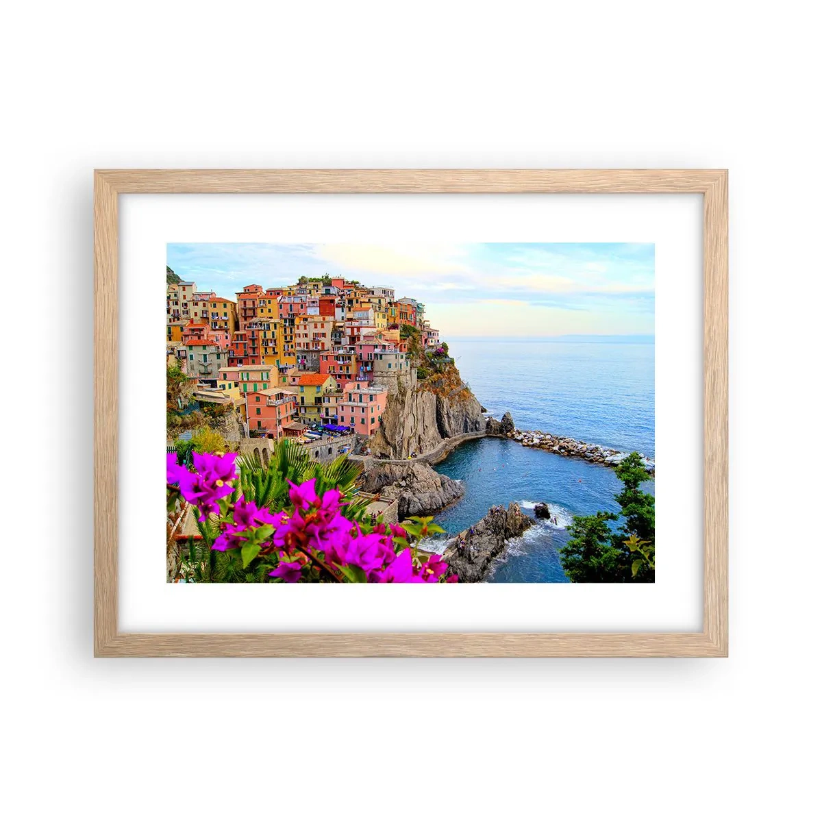 Plakát v rámu světlý dub - Usměvavé město - 40x30 cm