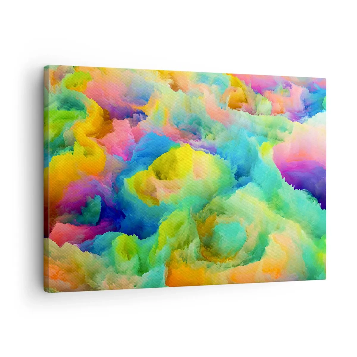 Obraz na plátně - Abstraktní kompozice v barvách duhy - 70x50cm - Duhové chmýří - Moderní nástěnná dekorace do obývacího pokoje a ložnice ARTTOR