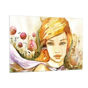 Obraz na skle - Smaragdový pohled, který zahání hněv - 120x80 cm