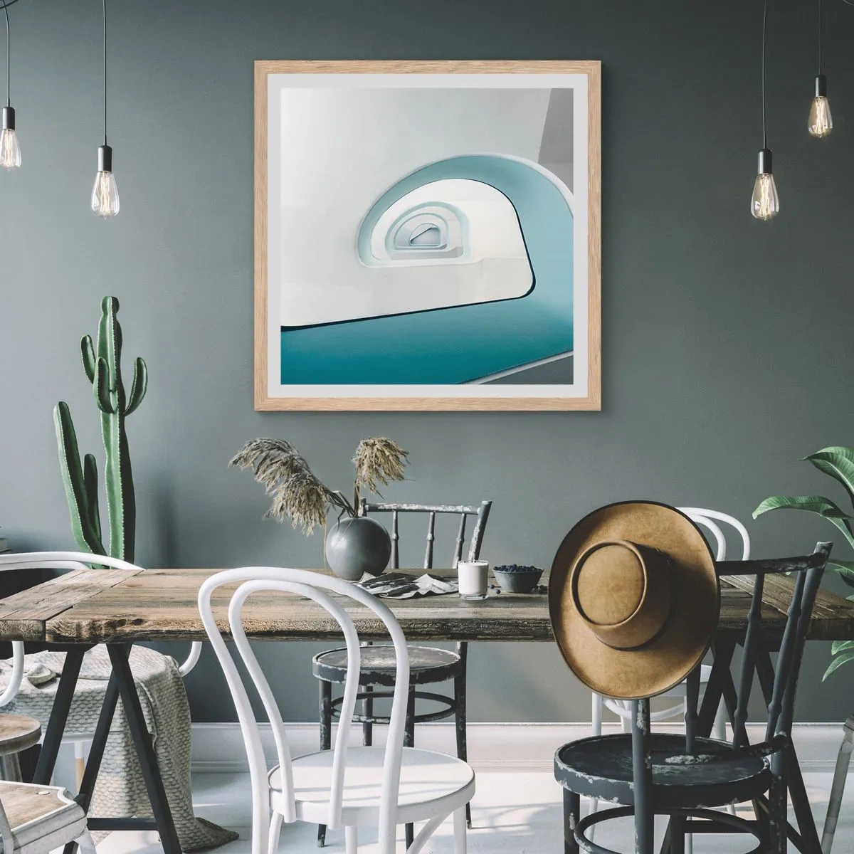 Plakát v rámu světlý dub - Na dno modré - 60x60 cm