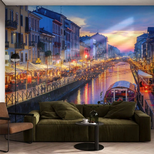 Fototapeta Premium Sand - Večer plný světla a zábavy - Město, Milán, Itálie - 100x70 cm