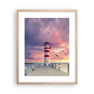 Plakát v rámu světlý dub - Čas jít do přístavu - 40x50 cm