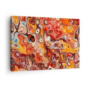 Obraz na plátně - Abstraktní kompozice v teplých odstínech červené, oranžové a žluté. - 70x50cm - Kdyby se ořechy rozpouštěly v medu - Moderní nástěnná dekorace do obývacího pokoje a ložnice ARTTOR