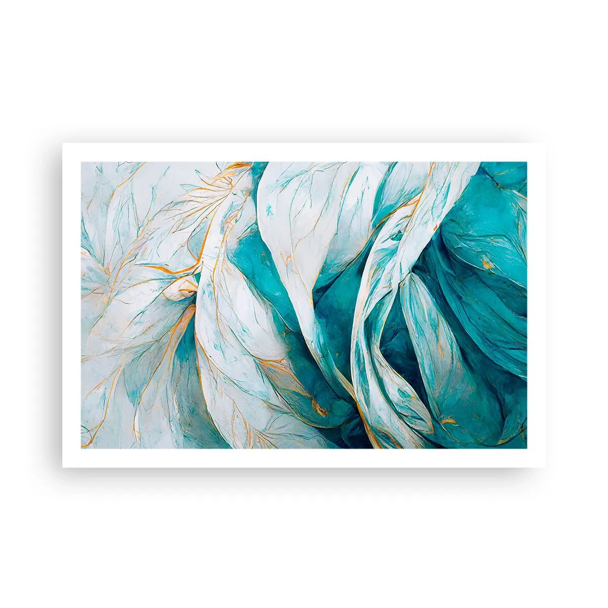 Plakát - Modrá abstrakce se zlatým motivem - 91x61 cm