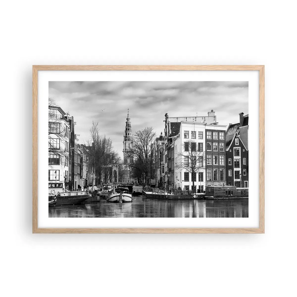 Plakát v rámu světlý dub - Amsterdamské vibrace - 70x50 cm