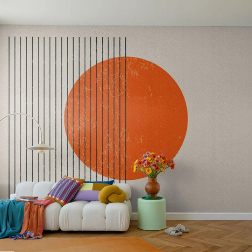 Fototapeta Standard Eco - Oranžové slunce v minimalistickém stylu - 100x70cm - Vždy slunce - Moderní nástěnná dekorace do obývacího pokoje a ložnice ARTTOR
