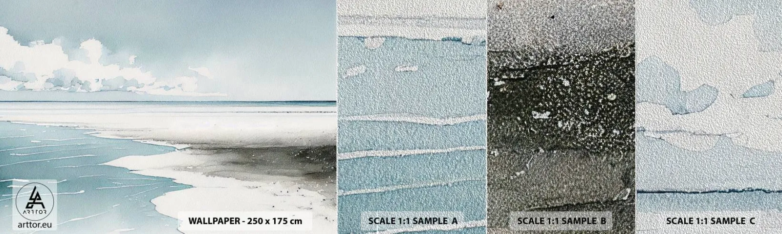 Vzor Fototapety Premium Sand - Jemný příliv - Pobřeží, Pláž, Klid - 100x30 cm