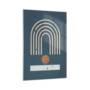 Obraz na skle - Geometrie v námořnické modři - 80x120 cm