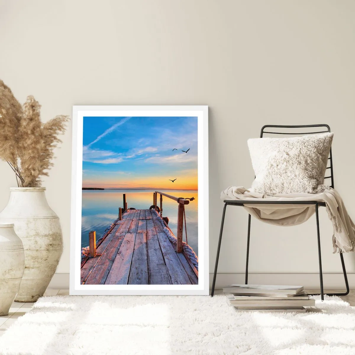 Plakát v bílém rámu - Jít před sebe směrem ke slunci - 70x100 cm