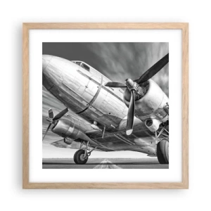 Plakát v rámu světlý dub - Vždy připraven k letu - 40x40 cm