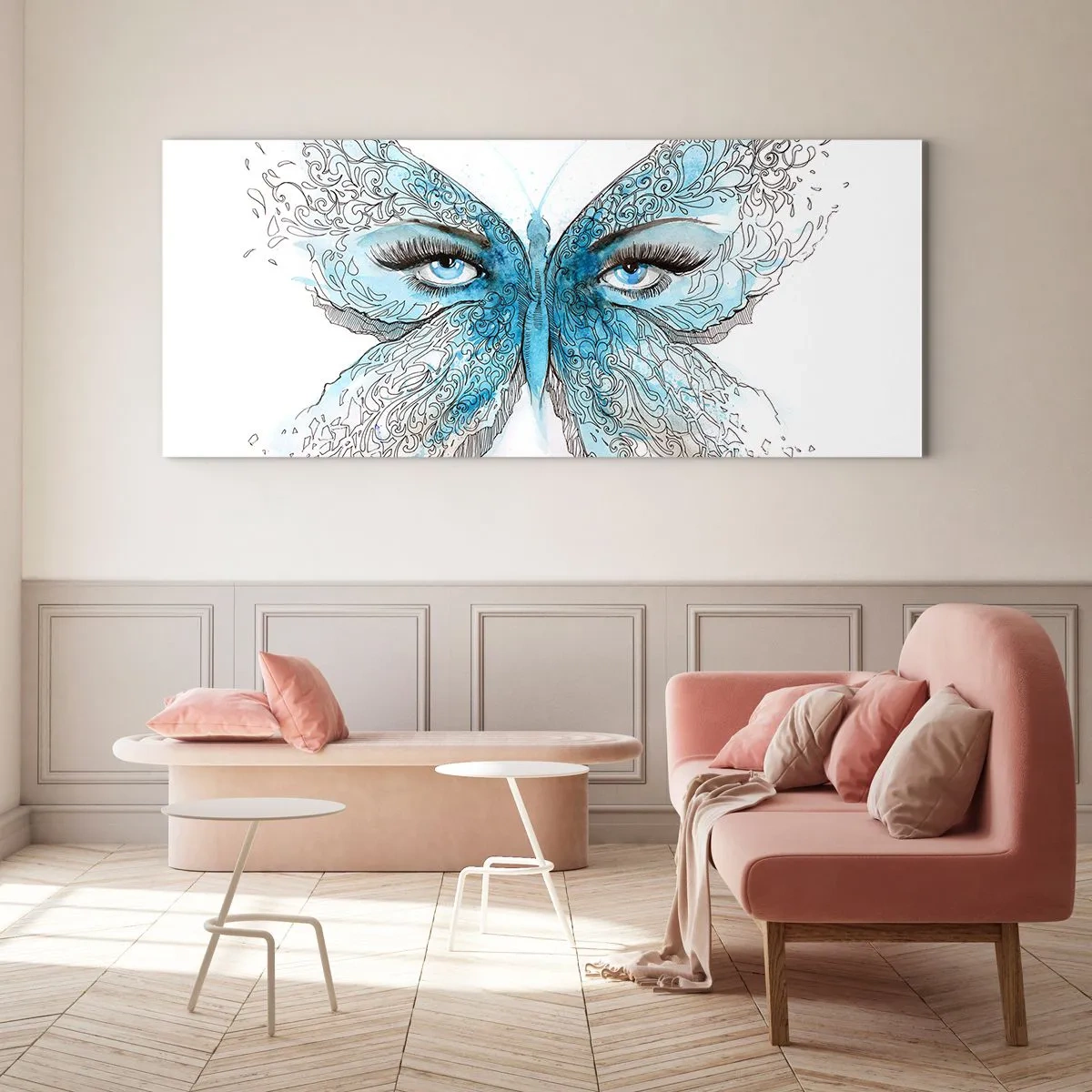 Obraz na skle - Sýkora modřinka eros - 140x50 cm