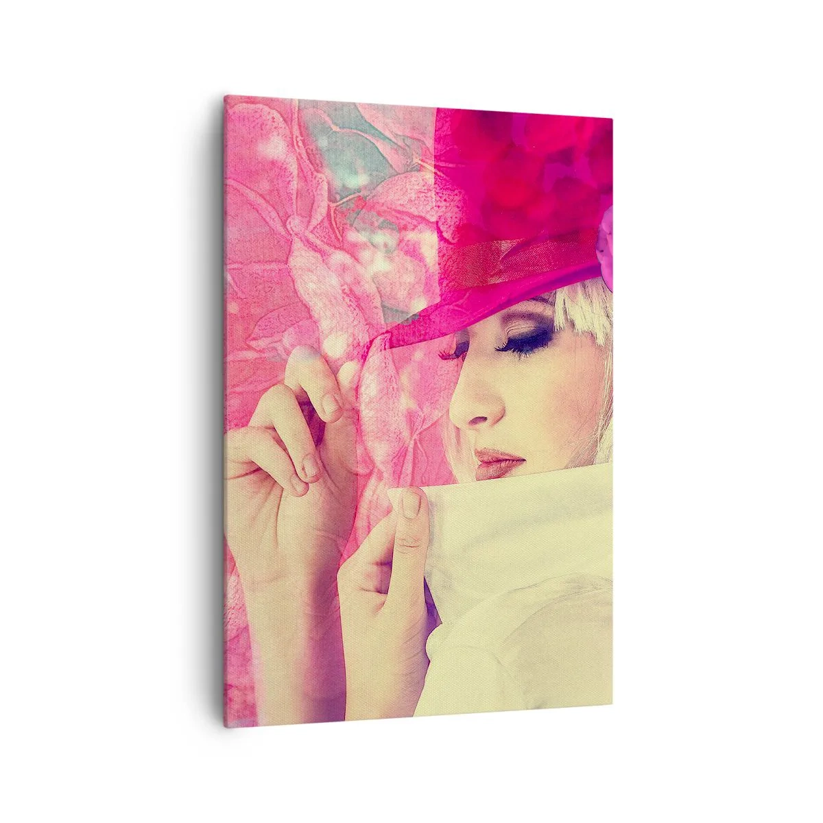 Obraz na plátně - Retro portrét v růžové mlze - 70x100 cm