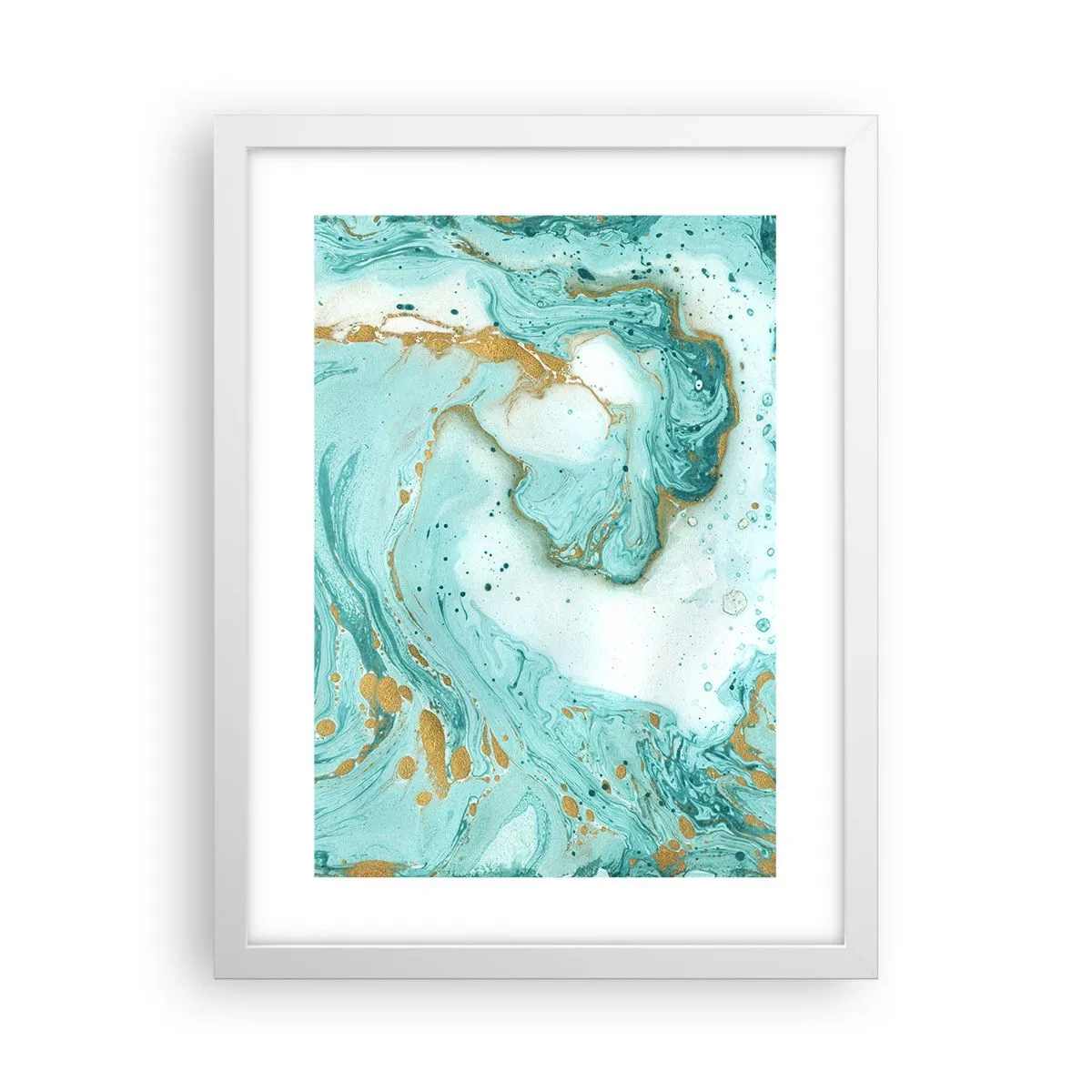 Plakát v bílém rámu - Pod velkou vlnou z epochy Edo - 30x40 cm