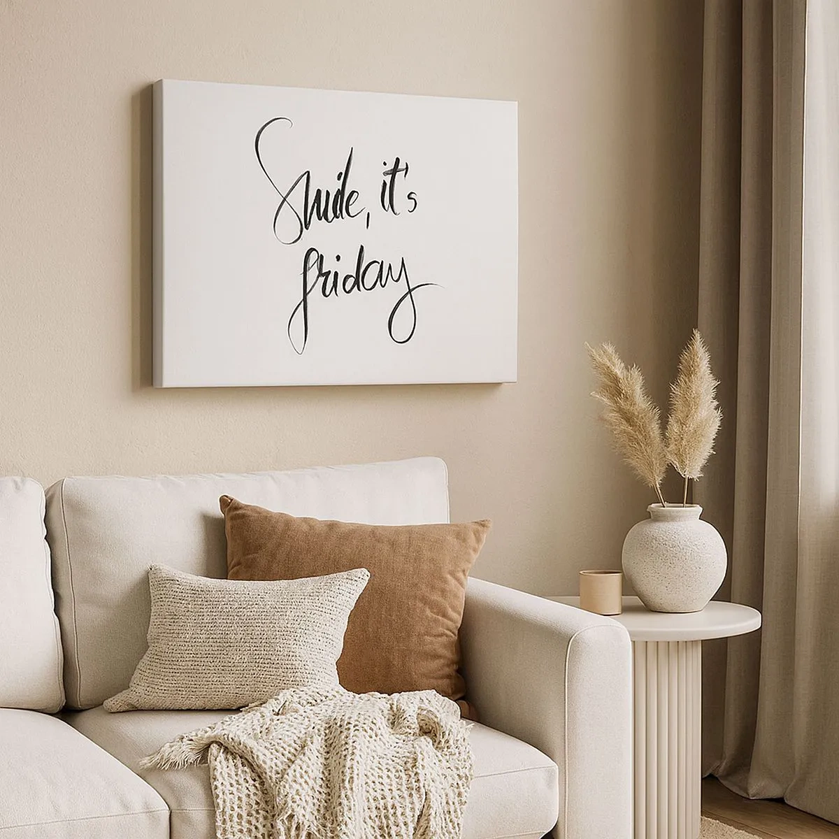 Obraz na plátně - Černobílý nápis Smile, je pátek - 70x50cm - Opravdová radost - Moderní nástěnná dekorace do obývacího pokoje a ložnice ARTTOR