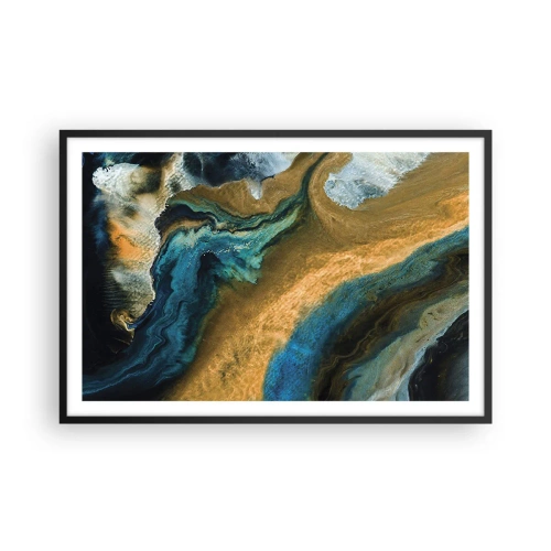 Plakát v černém rámu - Modrá – žlutá – vzájemné vlivy - 91x61 cm