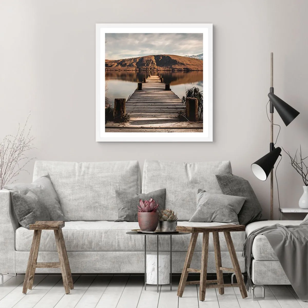 Plakát v bílém rámu - Krajina v tichu - 40x40 cm
