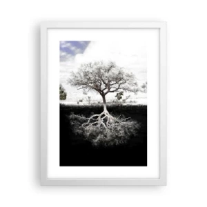 Plakát v bílém rámu - Objevení podstaty světa - 30x40 cm