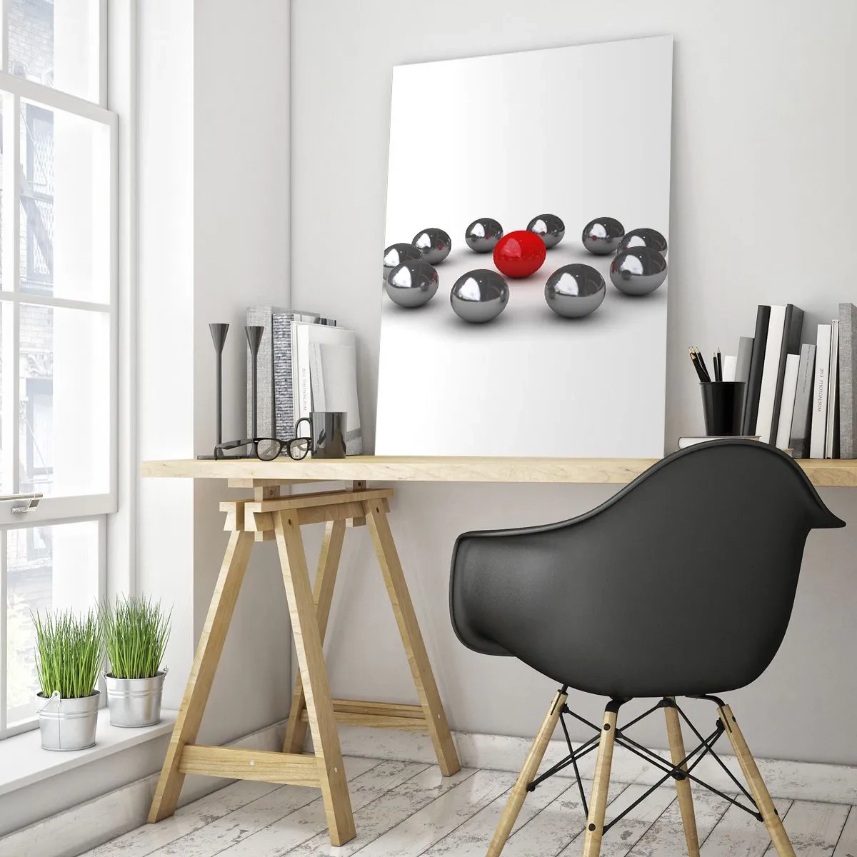 Obraz na skle - Kruh v stříbrné a červené - 50x70 cm