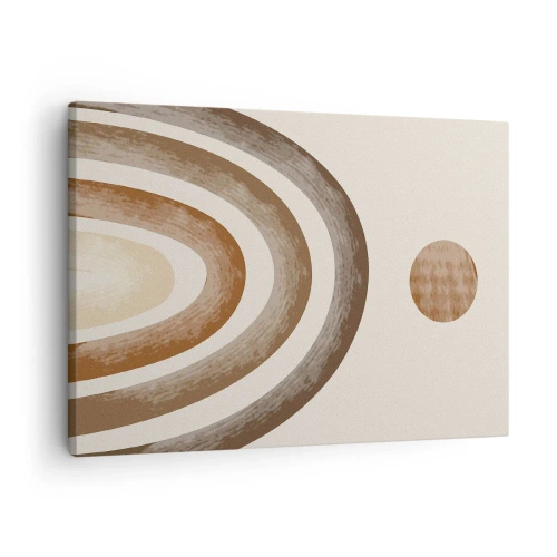 Obraz na plátně - Geometrický planetární motiv v odstínech hnědé - 70x50cm - V předaleké galaxii - Moderní nástěnná dekorace do obývacího pokoje a ložnice ARTTOR