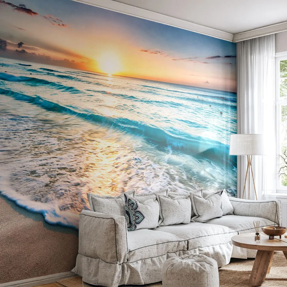Fototapeta Samolepicí Deluxe Sticker - Výhled, který stojí za to - Krajina, Pláž, Západ slunce - 250x175 cm